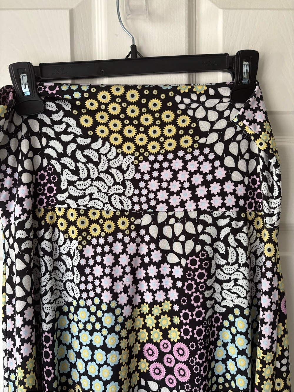 LuLaRoe Black Maxi Skirt with Pink, Yellow, Mint & White Floral Print - Picture 5 of 7